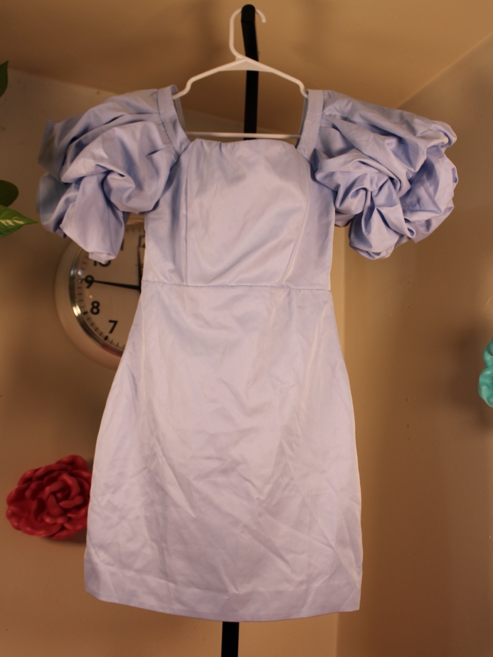 Princess Polly Pastel Blue Puff Sleeve Mini Dress Coquette Cottagecore